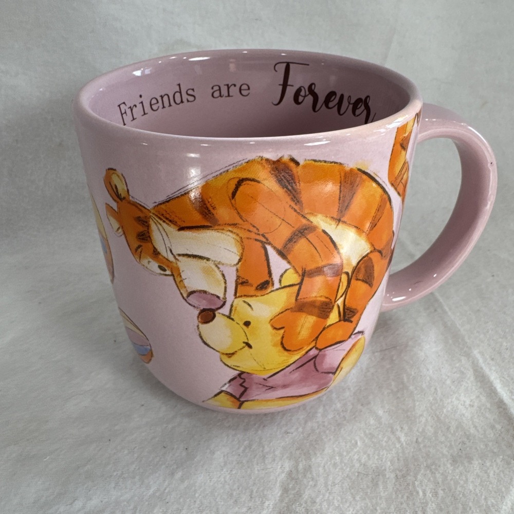 Disney Winnie the Pooh "True Friends Are Forever" Pink 14 Oz Ceramic Coffee Mug